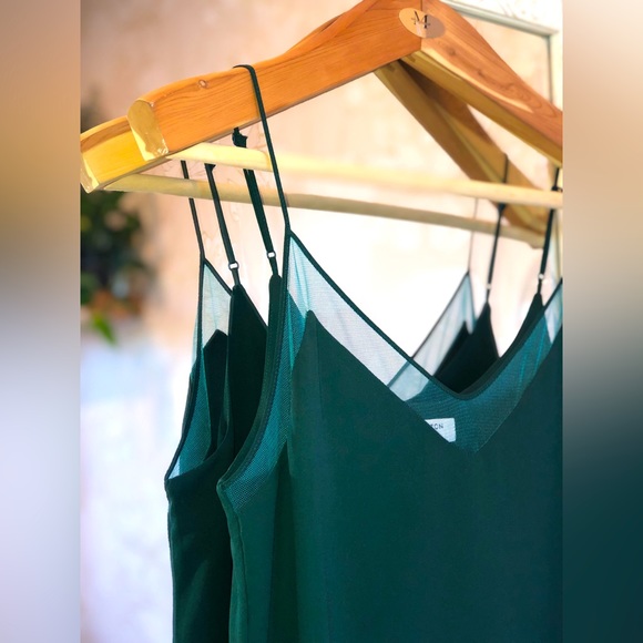 Babaton Tops - Aritzia Babaton Mesh Camisole Blouse Top - Small - Dark Emerald / Forest Green